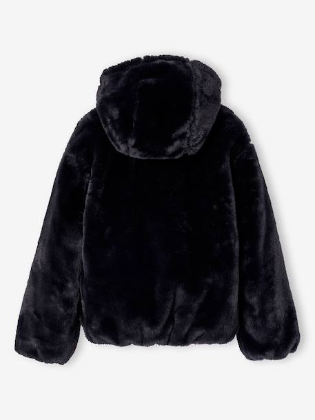 Faux fur jacket for girls black 