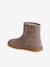 Zip-up leather boots for girls taupe 