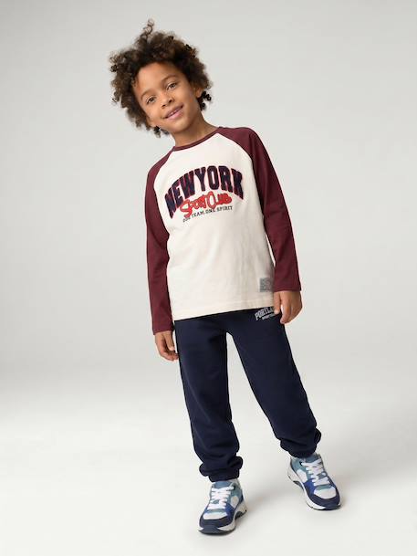 Long-sleeved raglan T-shirt for boys bordeaux red 