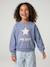 Crewneck sweatshirt with long sleeves for girls chambray blue+marl grey 