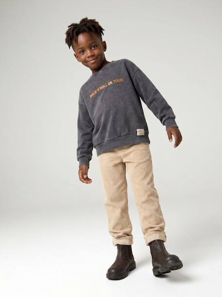 Corduroy Trousers, Easy to Slip On, for Boys beige+navy blue+slate blue 