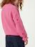 Long-sleeved round-neck jumper for girls ecru+navy blue+rose 