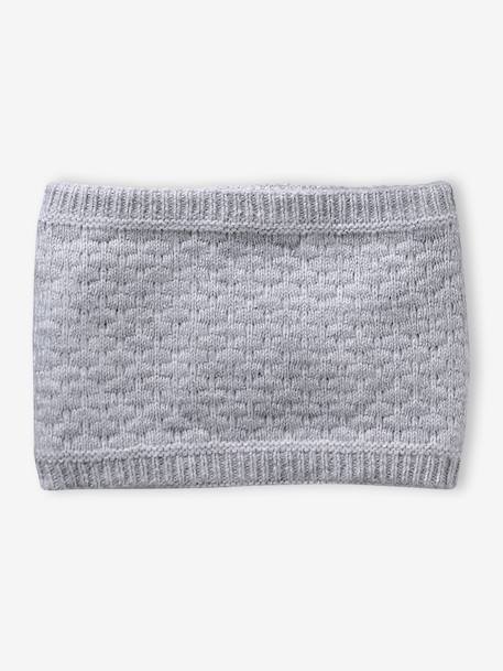 Baby hat, snood and mittens set marl grey 