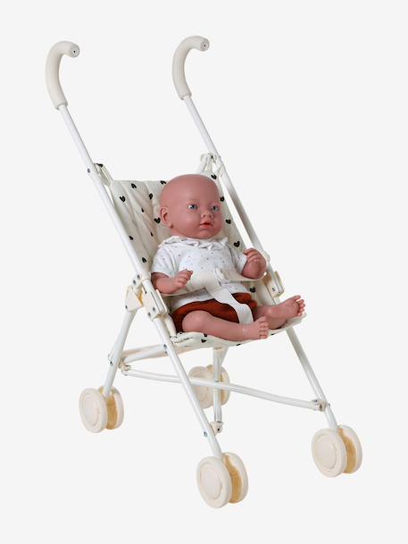 Large Lightweight Pushchair for Baby Dolls black+ecru+rose 