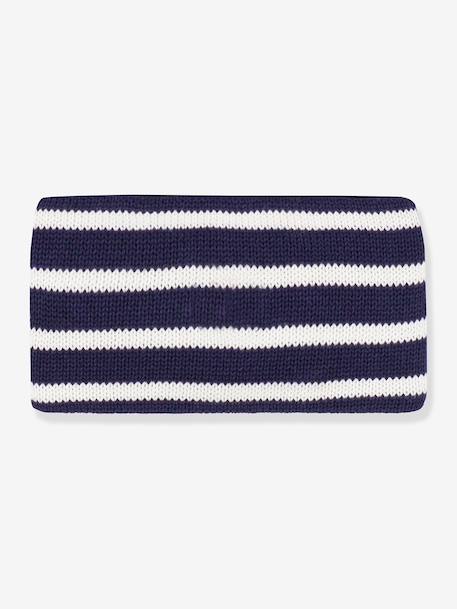 Striped baby snood by PETIT BATEAU navy blue 