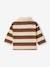 Striped long-sleeved baby polo shirt cocoa+grey blue 