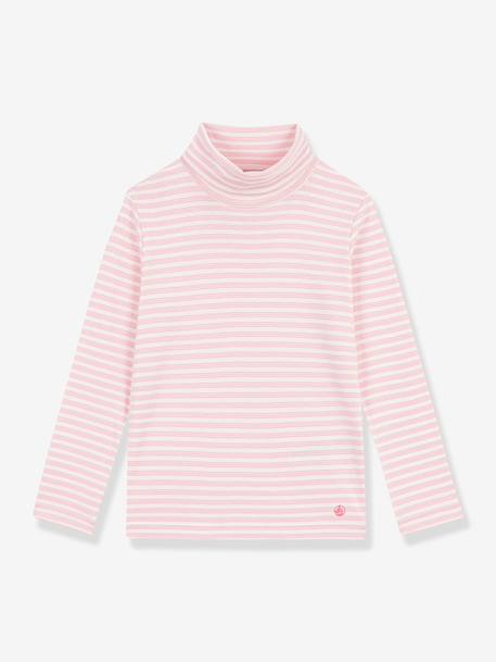 Striped roll-neck top for kids by PETIT BATEAU rose 