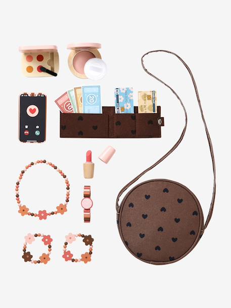 Handbag with FSC®100%  wooden accessories brown 
