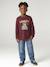 Long-sleeved T-shirt for boys bordeaux red+marl white+slate grey 