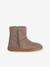 Zip-up leather boots for girls taupe 