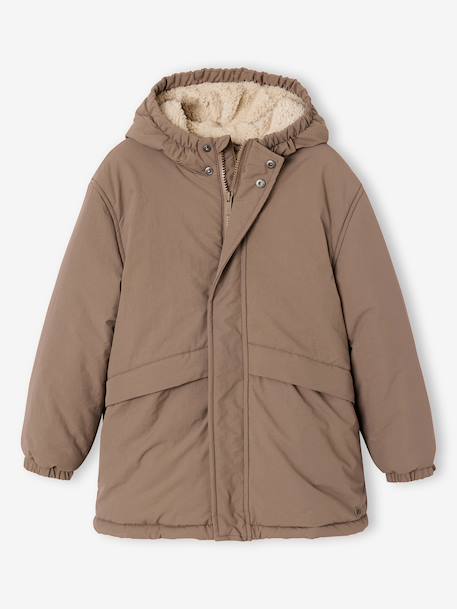 Hooded Sherpa-Lined Parka for Boys black+khaki+sage green+taupe 