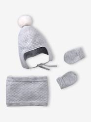 Baby hat, snood and mittens set