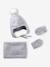 Baby hat, snood and mittens set marl grey 