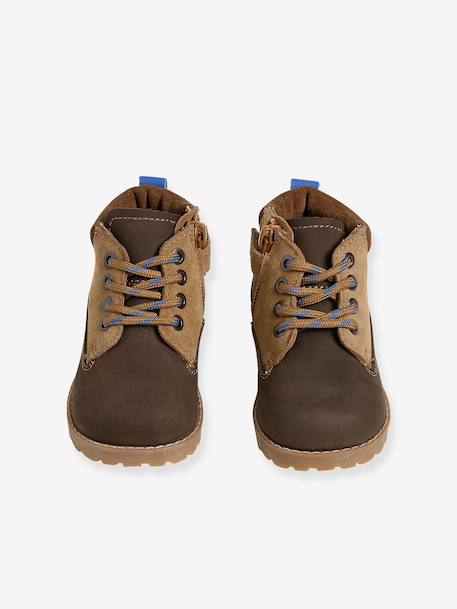 Baby first steps leather zip-up boots dark brown 