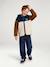 Zip-up hooded cardigan for boys fir green+medium blue 