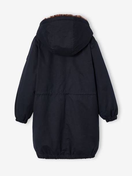 Lined parka for girls black 