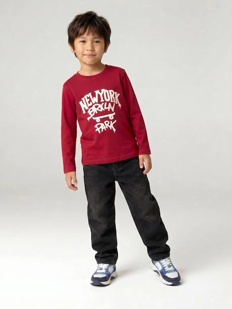 Loose-fit jeans for boys black+double stone 