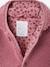 Sherpa hooded coat for babies with 'leopard' print lining beige+old rose 