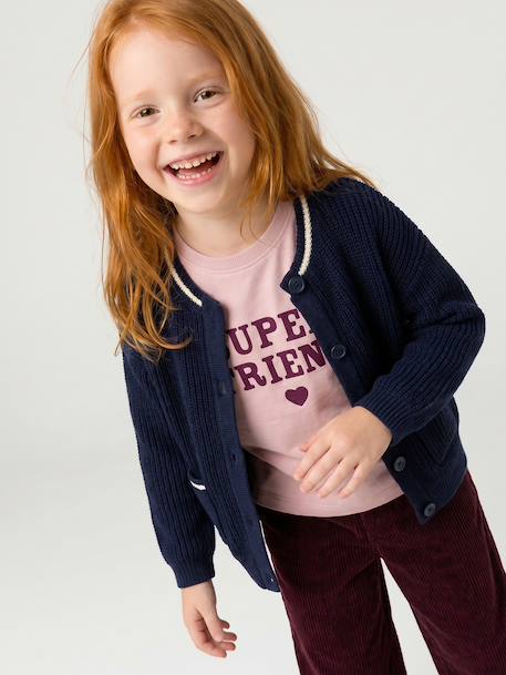 Knit cardigan for girls navy blue 