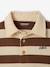 Striped long-sleeved baby polo shirt cocoa+grey blue 