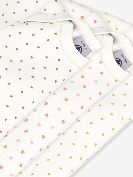 Pack of 3 long-sleeved bodysuits by PETIT BATEAU white 