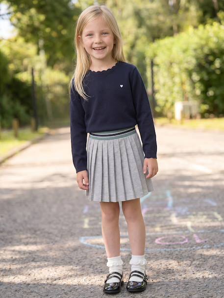 Fleece Pleated Skirt for Girls, JONEN marl grey 