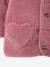 Sherpa hooded coat for babies with 'leopard' print lining beige+old rose 