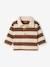 Striped long-sleeved baby polo shirt cocoa+grey blue 