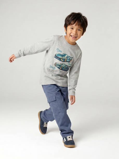 Top with Fun Motif for Boys ecru+marl grey+slate grey 