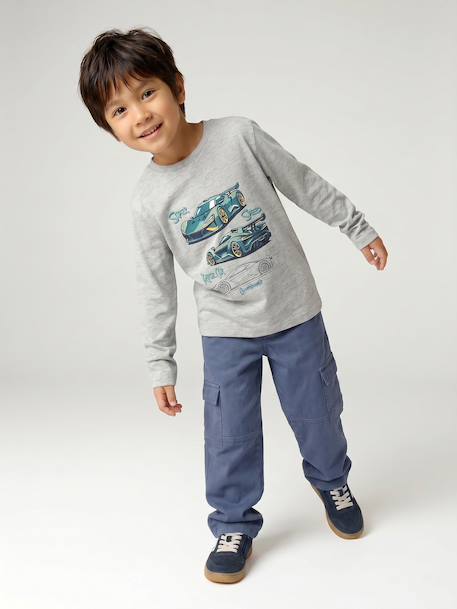 Top with Fun Motif for Boys ecru+marl grey+slate grey 