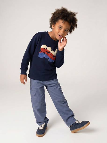 Long-sleeved T-shirt for boys hazel+navy blue 