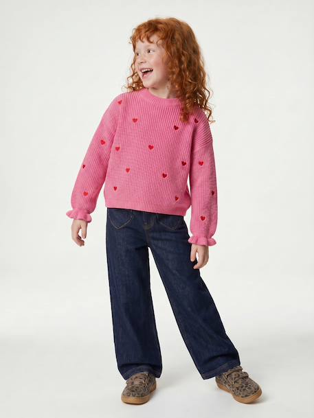 Wide-leg jeans for girls brut denim+medium blue 
