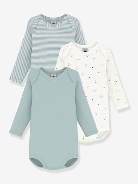 Pack of 3 long-sleeved bodysuits by PETIT BATEAU light green 