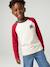 Long-sleeved T-shirt for boys bordeaux red+ochre+sage green 
