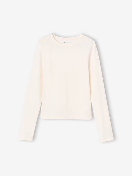 Pack of 2 cropped long-sleeved T-shirts for girls black+chocolate 