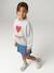 Crewneck sweatshirt with long sleeves for girls chambray blue+marl grey 