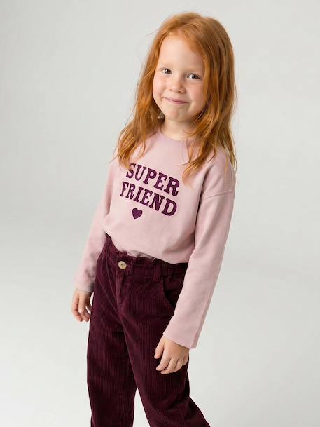 Long-sleeved T-shirt for girls green+ink blue+pale pink 