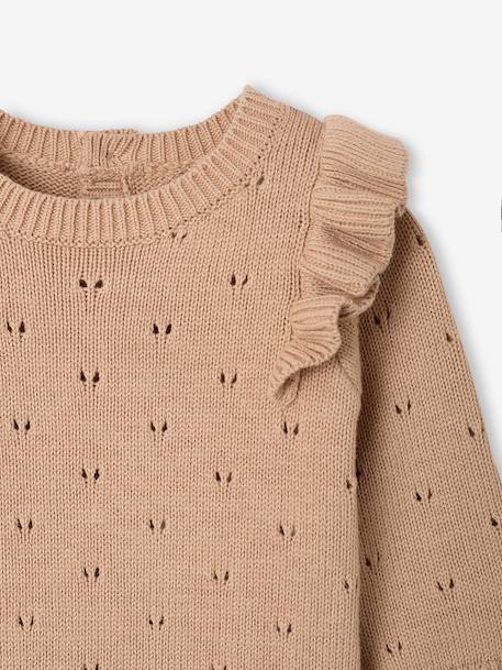 Knitted playsuit for baby girls marl beige 