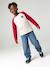 Long-sleeved T-shirt for boys bordeaux red+ochre+sage green 