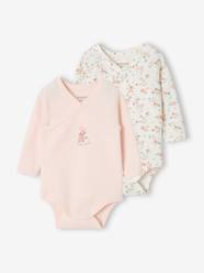 -Pack of 2 long-sleeved newborn bodysuits