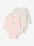 Pack of 2 long-sleeved newborn bodysuits cappuccino+pale pink+sage green 