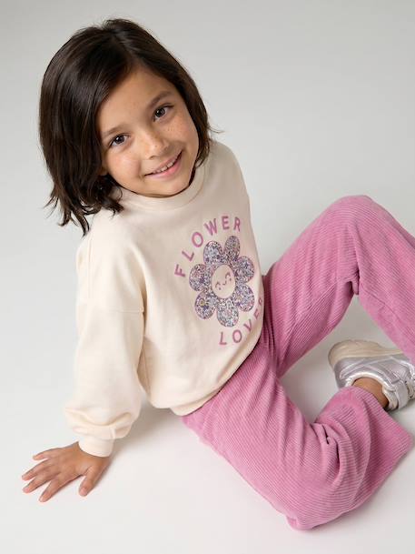 Sweatshirt and trousers set for girls anthracite+ecru 