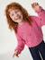 Long-sleeved round-neck jumper for girls ecru+navy blue+rose 