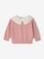 Long-sleeved jumper for baby girls mauve+mocha 