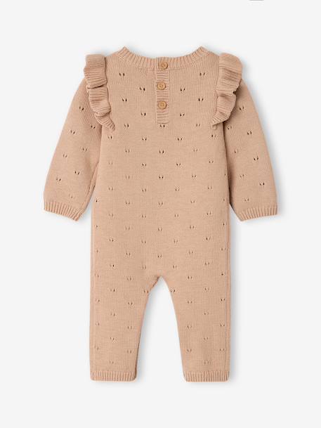 Knitted playsuit for baby girls marl beige 