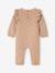 Knitted playsuit for baby girls marl beige 