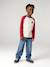 Long-sleeved T-shirt for boys bordeaux red+ochre+sage green 