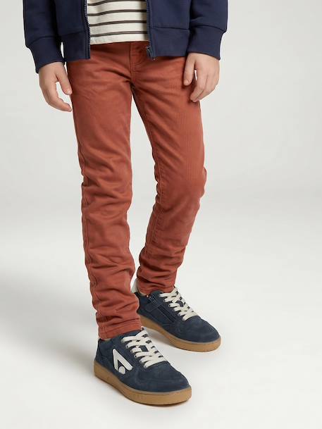 NARROW Hip, MorphologiK Slim Leg Coloured Trousers, for Boys beige+black+clay beige+emerald green+night blue+petrol blue+rust+tomato red 