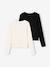 Pack of 2 cropped long-sleeved T-shirts for girls black+chocolate 