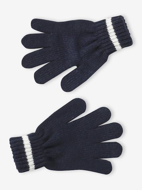Hat, snood and gloves set for boys marl grey+night blue 